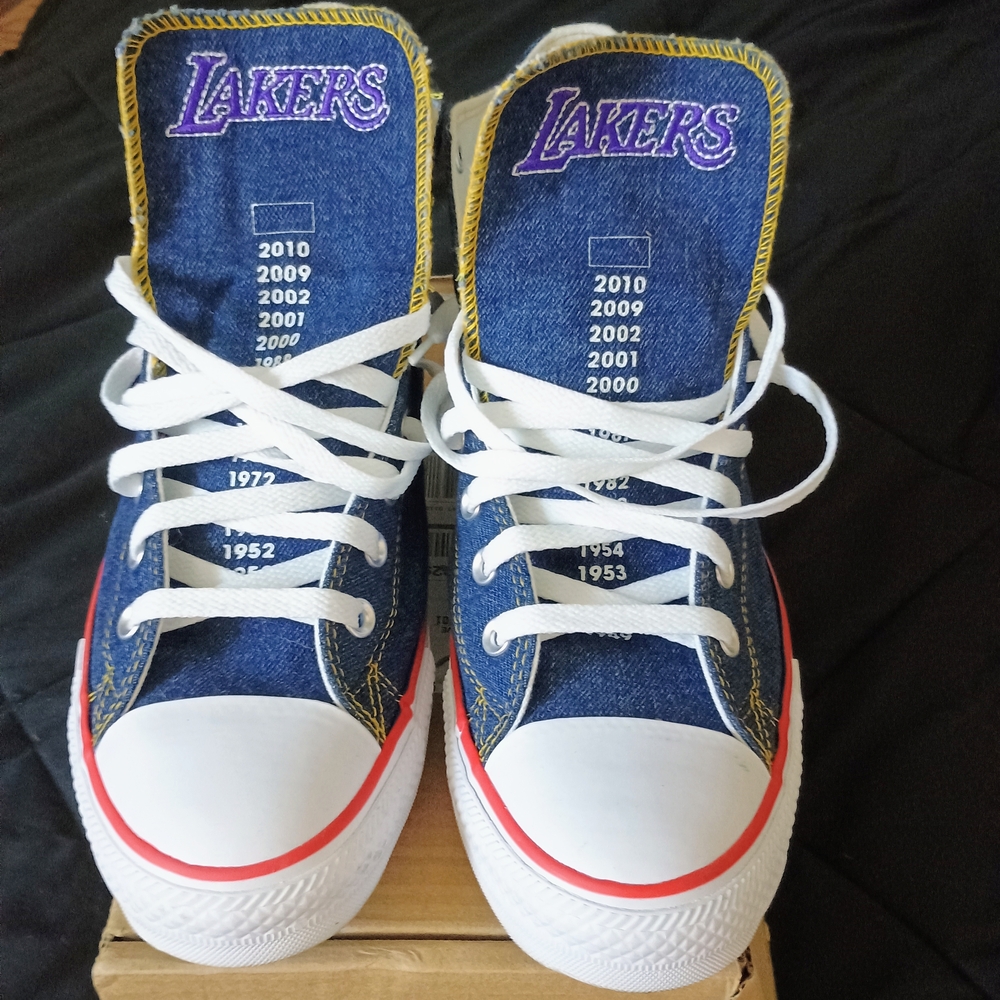 Converse Custom Lakers Denim Chuck Taylors Excellent Condition Worn Once
